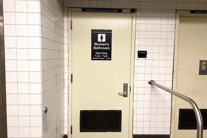 A subway bathroom at the Jay Street-MetroTech station in Brooklyn.